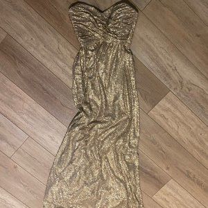 Amsale Gold Sequin Bridesmaid Dress - Size 2